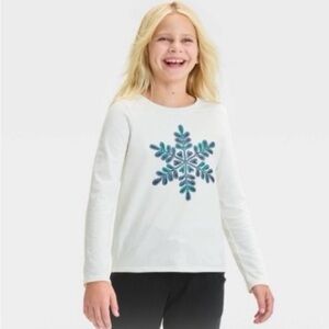 Girls' Long Sleeve 'Snowflake' Graphic T-Shirt Cat & JackCream Size Small (6/7)